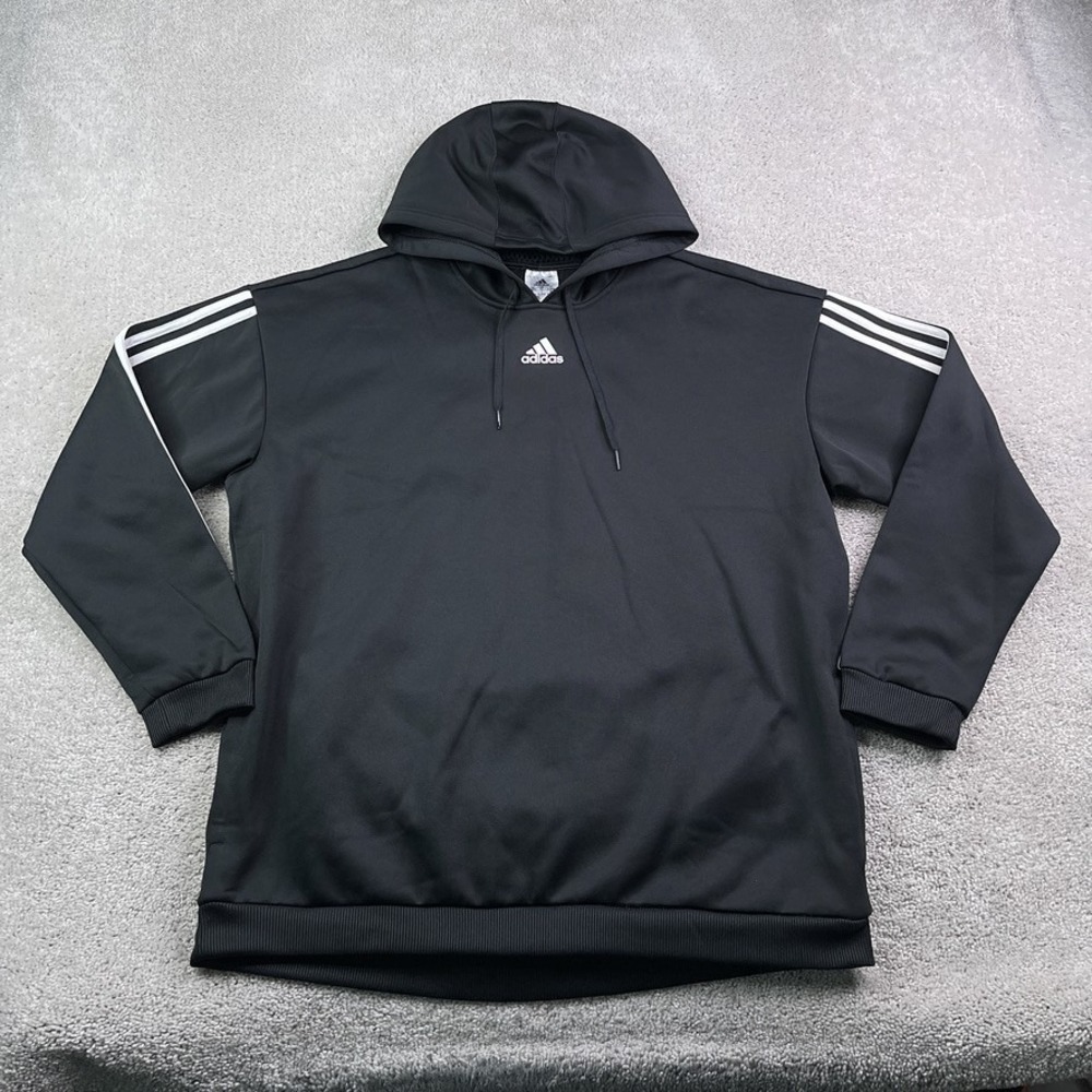 Adidas Hoodie Womens XL Black Aeroready Gear Up Tech Fleece Pullover Sweatshirt